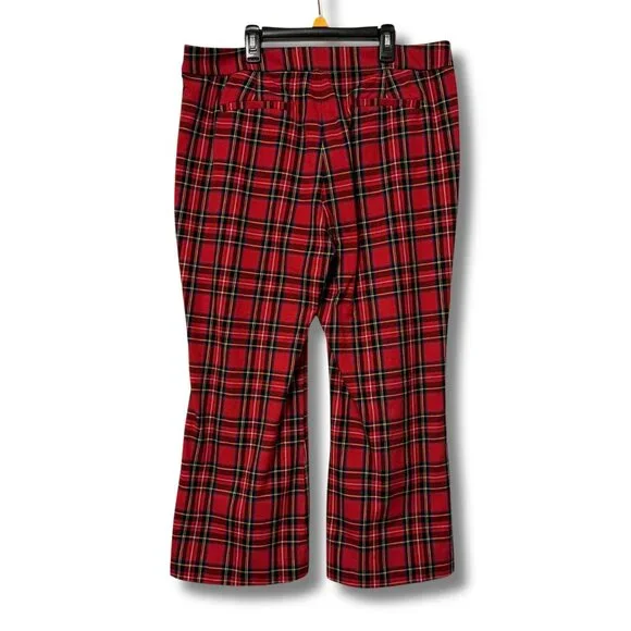 J.Crew Kelsey Pant | Red Tartan Plaid Mini-Flare Pants | Size 14 | Holiday Party - Picture 4 of 13